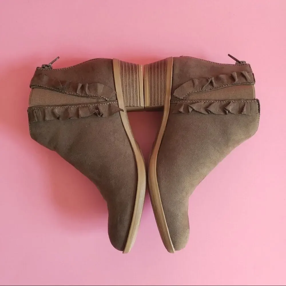 Justfab Olive Ruffle Faux Suede Bootie